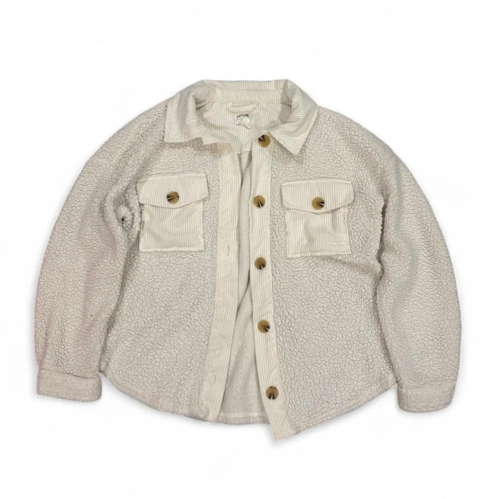 Hippie Rose sherpa curly fleece corduroy shacket